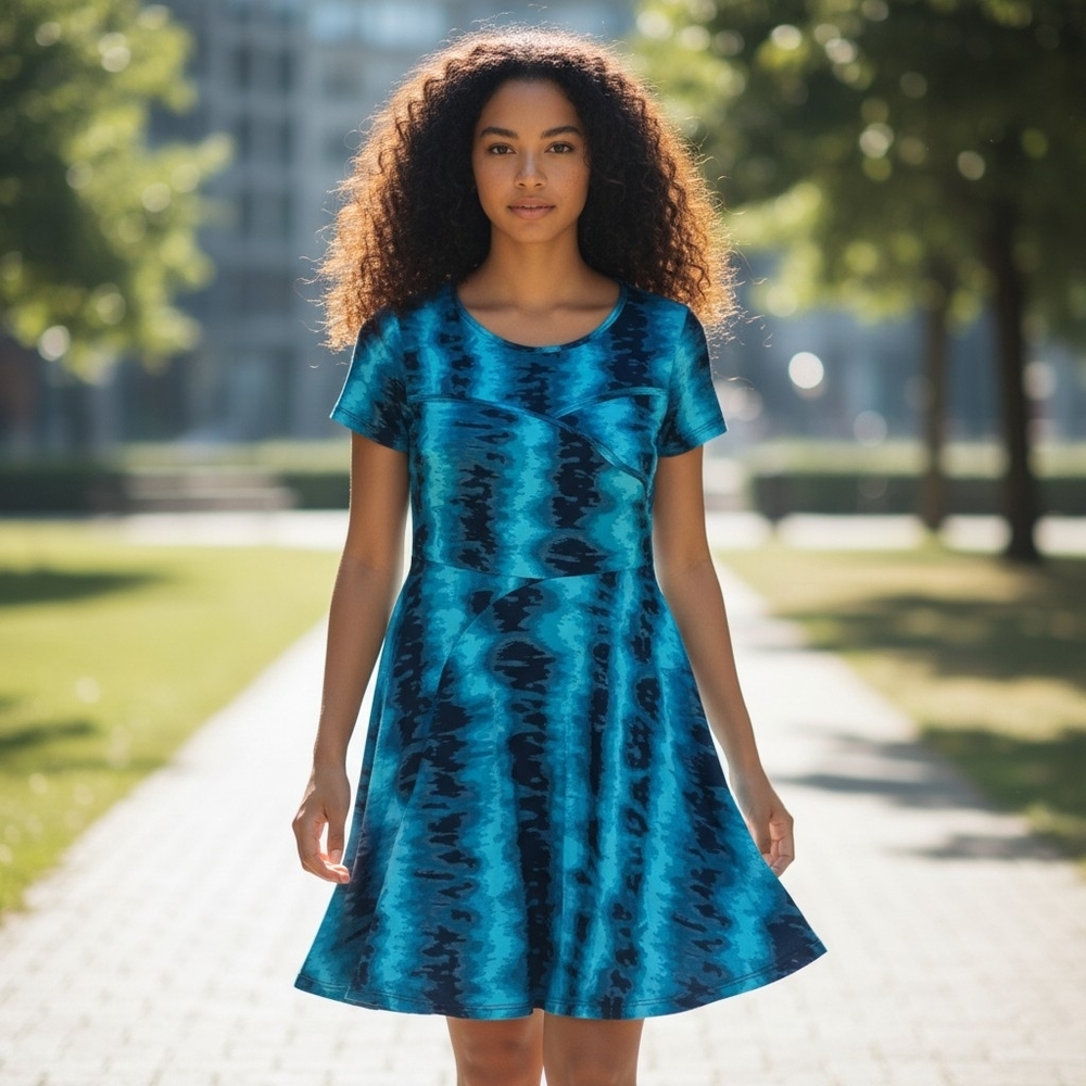 NWT New Laila Ali Short Sleeve Fit & Flare Dress
